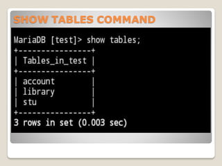 SHOW TABLES COMMAND
 