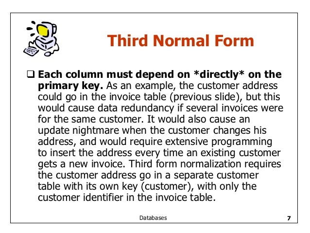relational database examples third normal form example