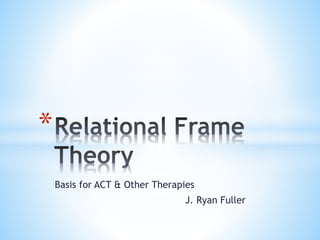 Basis for ACT & Other Therapies
J. Ryan Fuller
*
 