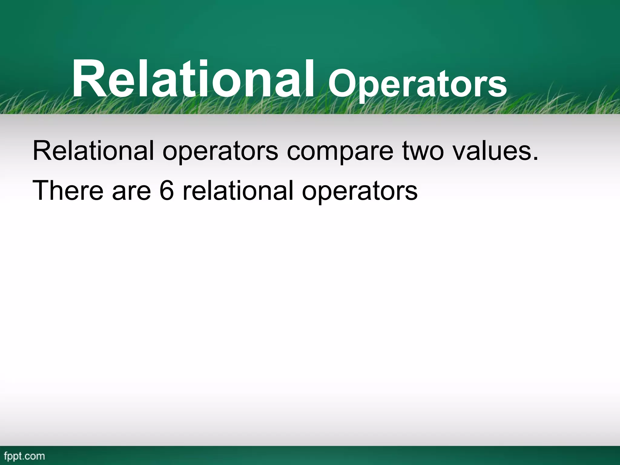 Relational operators in c language by shujaat abbas ppt