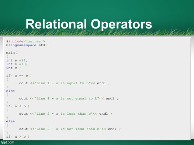 Relational operators In C language (By: Shujaat Abbas) | PPT