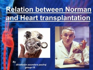 Relation between Norman
and Heart transplantation
By
dinakaran soundara paulraj
group-18
 