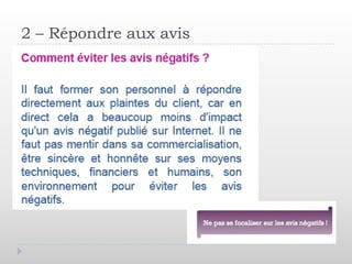 2 – Répondre aux avis
 
