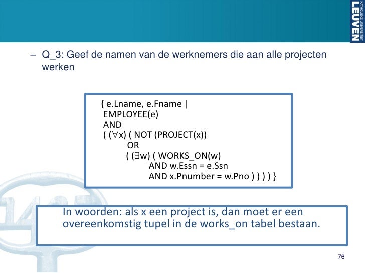 Relationele Algebra En Relationele Calculus