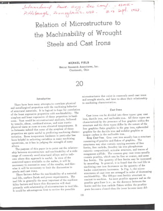 Relation of microstructure to the machinability of wrought steels and cast irons