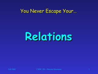 Fall 2002 CMSC 203 - Discrete Structures 1
You Never Escape Your…You Never Escape Your…
RelationsRelations
 