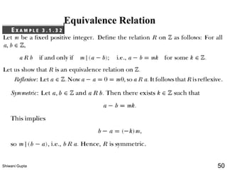 Equivalence Relation
Shiwani Gupta 50
 