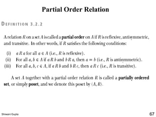 Partial Order Relation
Shiwani Gupta 67
 