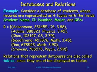 Relations Field Examples Discuss What is Relations and how to identify.ppt