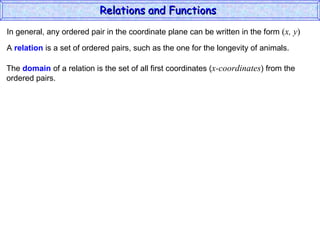Relations and Functions (Algebra 2) | PPT