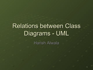 Relations between Class Diagrams - UML Harish Alwala 