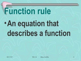 Function rule An equation that describes a function 