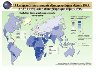 2 / 3 Les grands mouvements démographiques depuis 1945.  2 / 3 / 1 l’explosion démographique depuis 1945. 