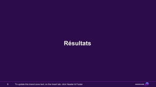Résultats




9   To update this brand zone text, on the Insert tab, click Header & Footer
 