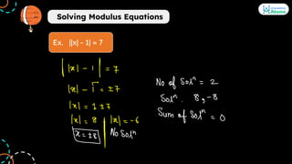 Solving Modulus Equations
Ex. ||x| - 1| = 7
 