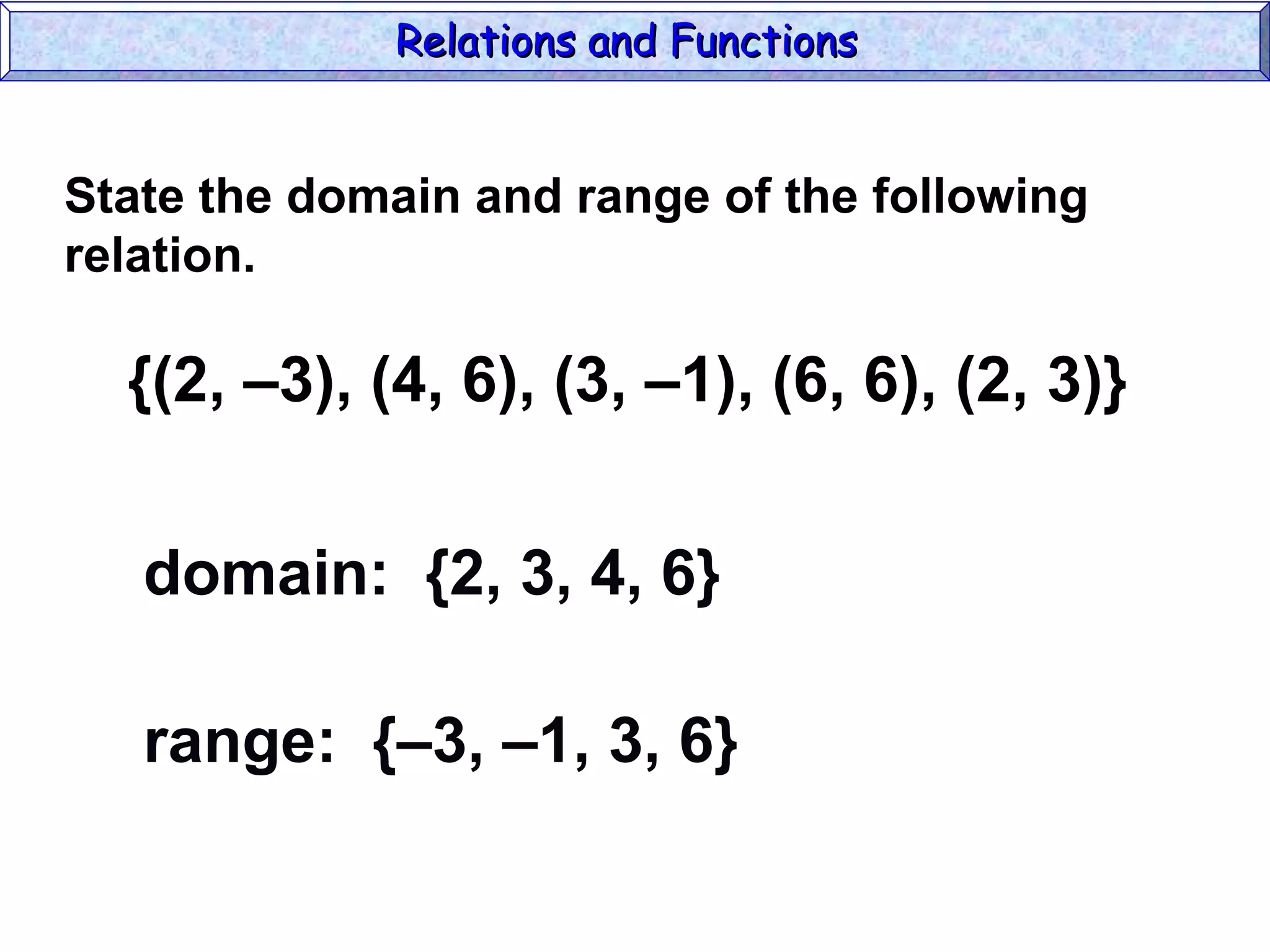Relations and functions | PPT | Physics | Science