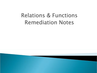Relations & Functions
 Remediation Notes
 