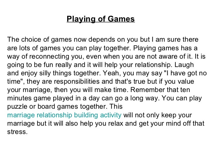 Relationship buildingactivities