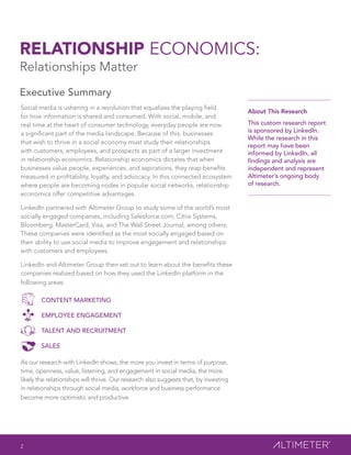 RELATIONSHIP ECONOMICS: 
Relationships Matter 
Executive Summary 
Social media is ushering in a revolution that equalizes ...