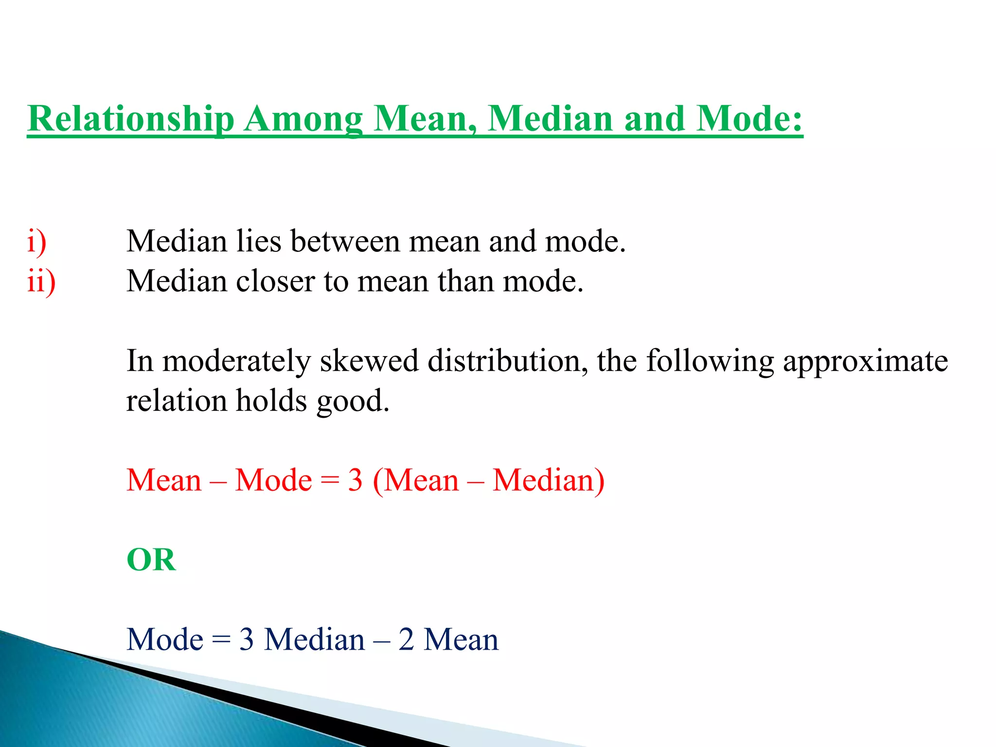 Relationship among mean, median and mode | PPTX