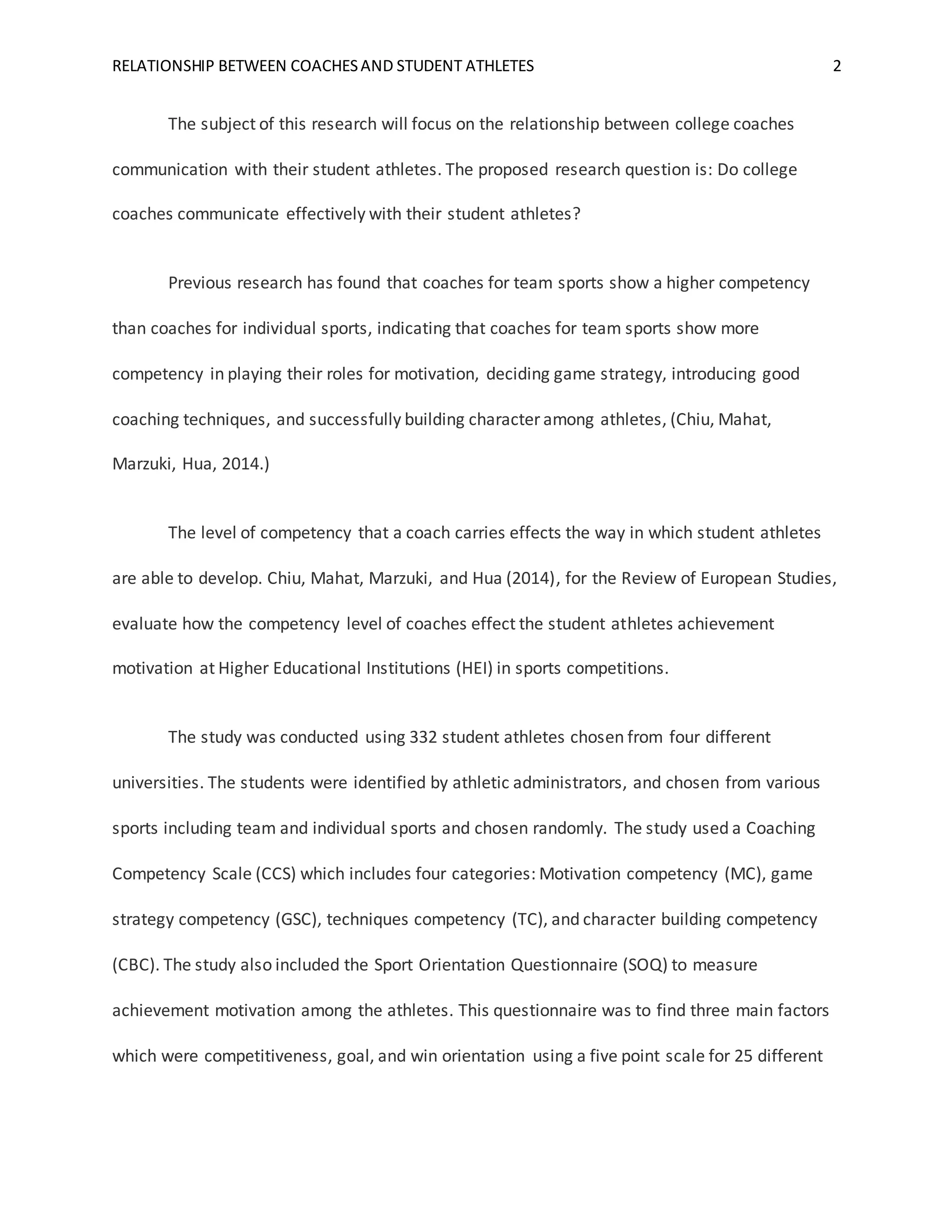 Relationship Between Coaches And Student Athletes Pdf