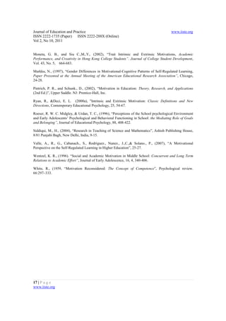 Relationship between intrinsic motivation and goal orientation among ...