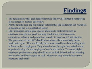 Relationship between leadership styles and job satisfaction | PPTX