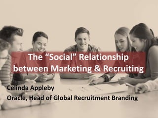 The “Social” Relationship
between Marketing & Recruiting
Celinda Appleby
Oracle, Head of Global Recruitment Branding
 