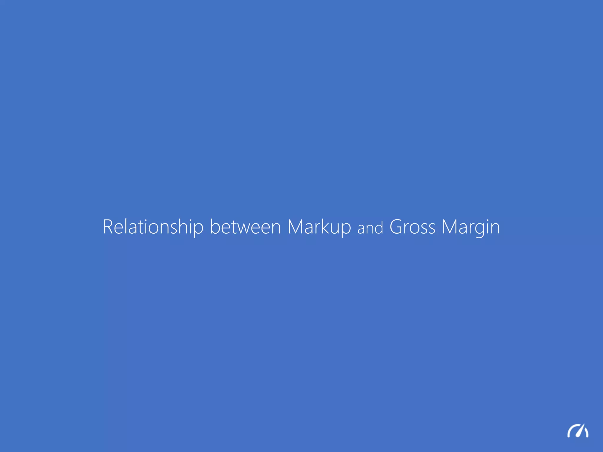 Relationship between Markup and Gross Margin
 