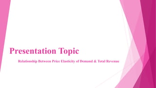 Presentation Topic
Relationship Between Price Elasticity of Demand & Total Revenue
 