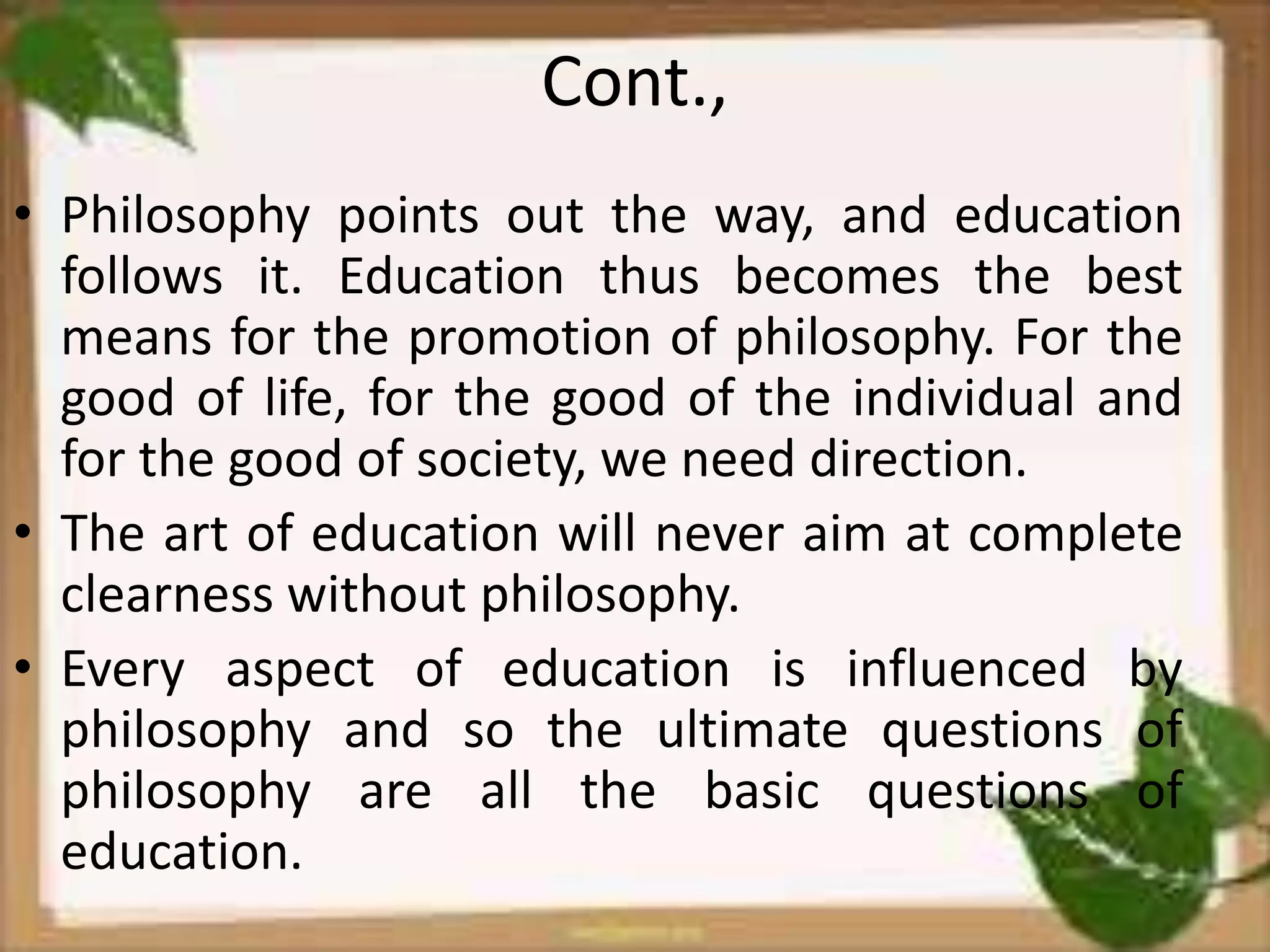 Relationship between philosophy and education | PPTX