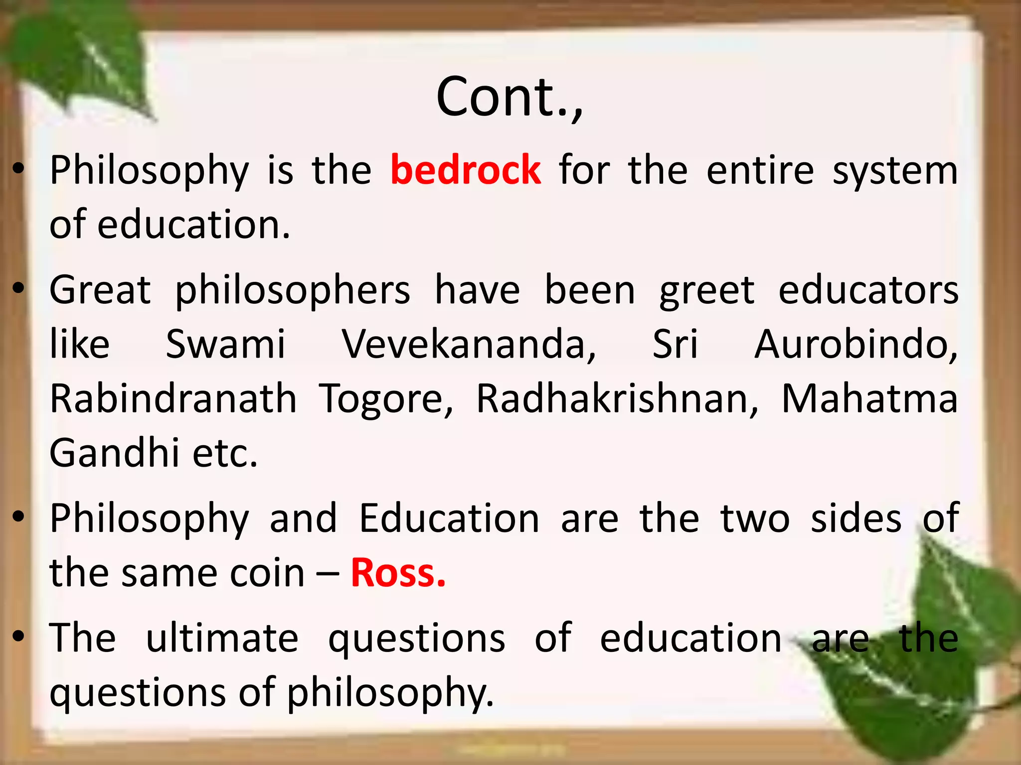 Relationship between philosophy and education | PPTX