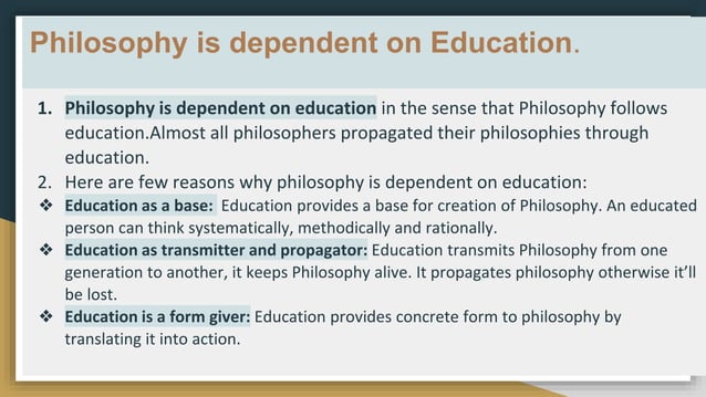 Relationship between philosophy and education. | PPTX | Education