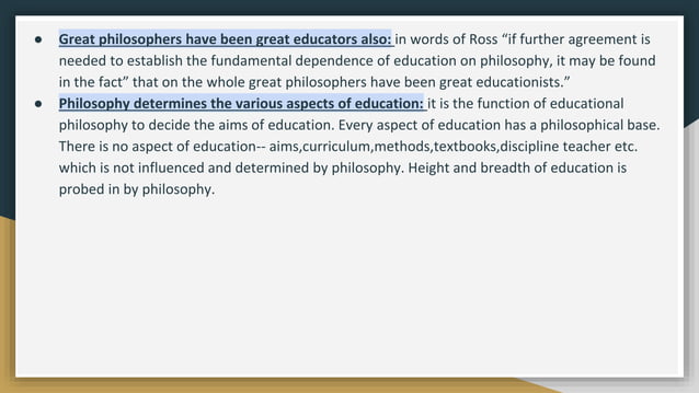 Relationship between philosophy and education. | PPTX | Education