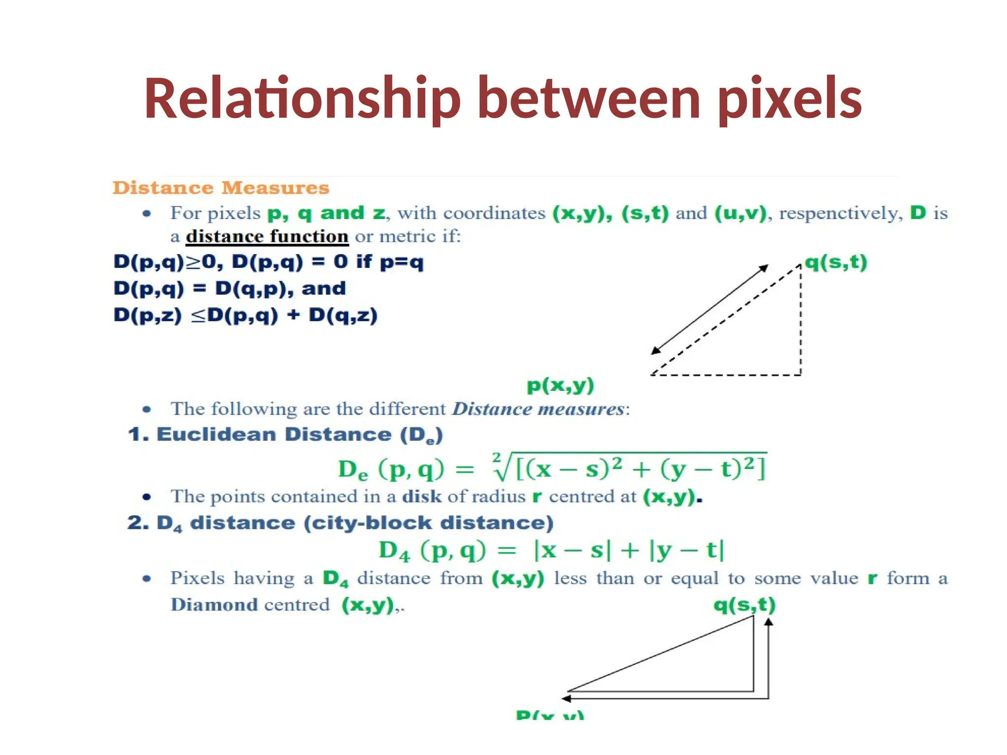 Relationship between pixels
 