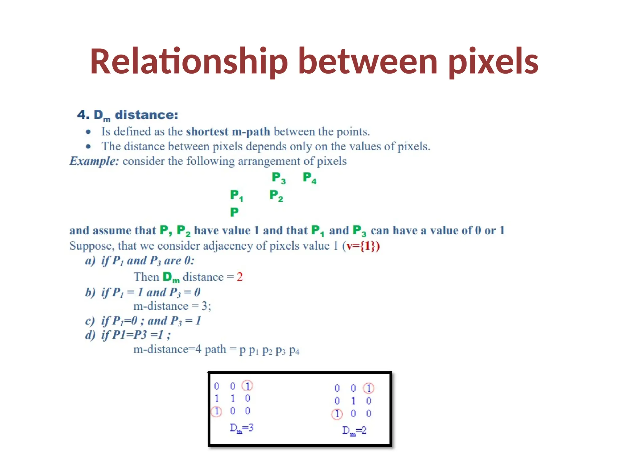 Relationship between pixels
 