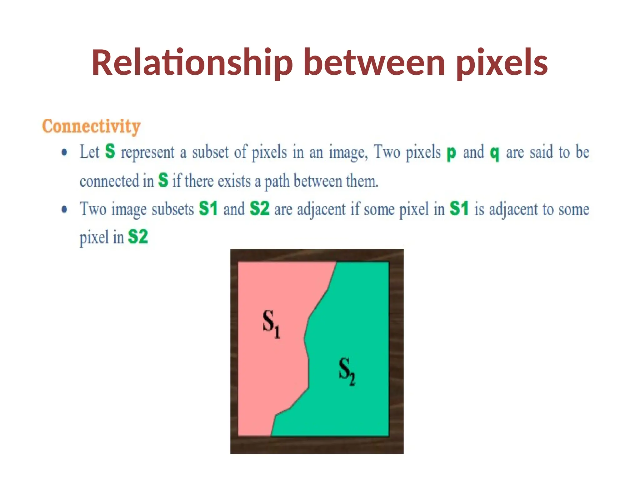 Relationship between pixels
 