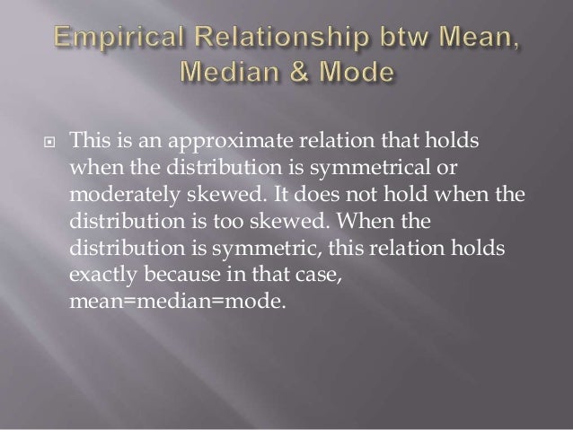 Relationship btw mean median and mode