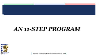 CLICK TO EDIT MASTER TITLE STYLE

AN 11-STEP PROGRAM

|

National Leadership & Development Seminar 2014

|

 