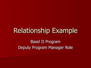 Relationship Example Basel II Program Deputy Program Manager Role 