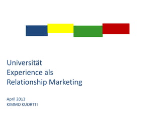 Universität
Experience als
Relationship Marketing
April 2013
KIMMO KUORTTI
 