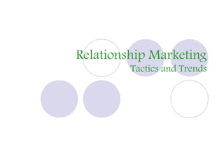 Relationship Marketing
Tactics and Trends
 
