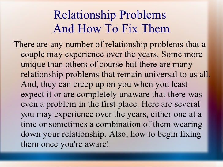 Relationship Problems And How To Fix Relationship Problems