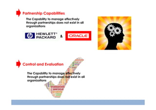 Partnership Capabilities
The Capability to manage effectively
through partnerships does not exist in all
organizations

&

Control and Evaluation
The Capability to manage effectively
through partnerships does not exist in all
organizations

 