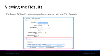 #EMPOWER2015
The Parent Table will now have a section to view and add any Child Records
Viewing the Results
 