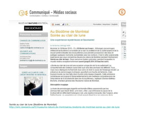 Soirée au clair de lune (Biodôme de Montréal) http://smr.newswire.ca/fr/museums-nature-de-montreal/au-biodome-de-montreal-soiree-au-clair-de-lune 