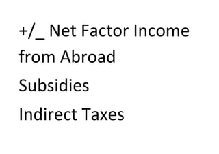 +/_ Net Factor Income
from Abroad
Subsidies
Indirect Taxes
 