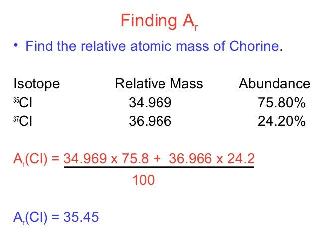 Image result for relative atomic mass formula
