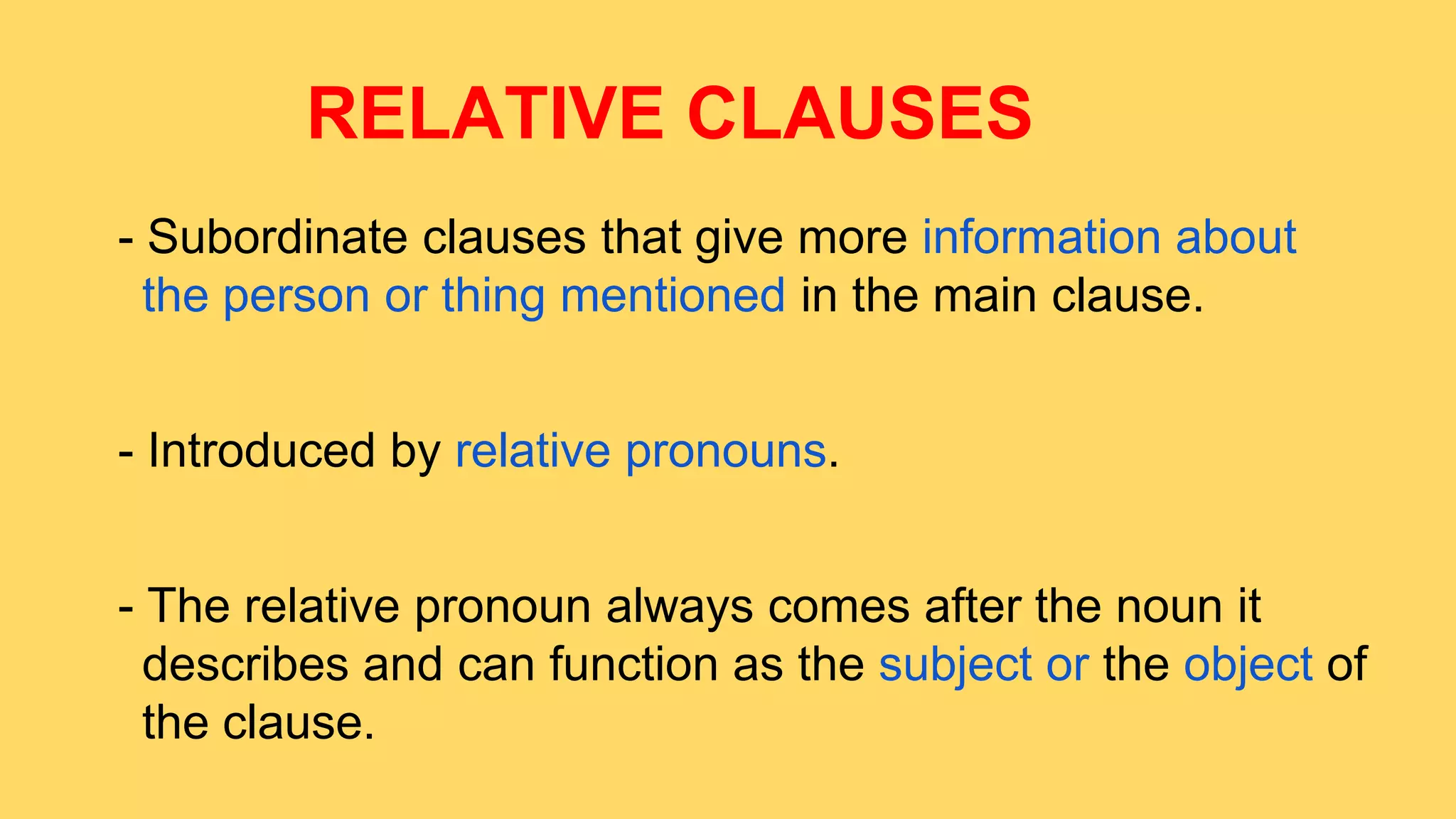 Defining And Non Defining Relative Clauses übung Relative clauses. defining and non defining presentacion | PPT