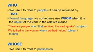 Relative clauses. defining and non defining presentacion | PDF